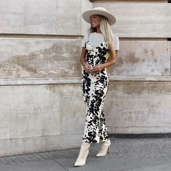 Zara Satin Effect Printed Dress New - Picture 5 of 9